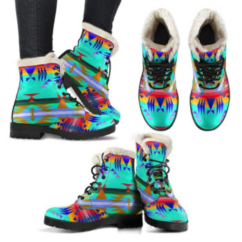 Between The Mountains Spring Faux Fur Leather Boots 1