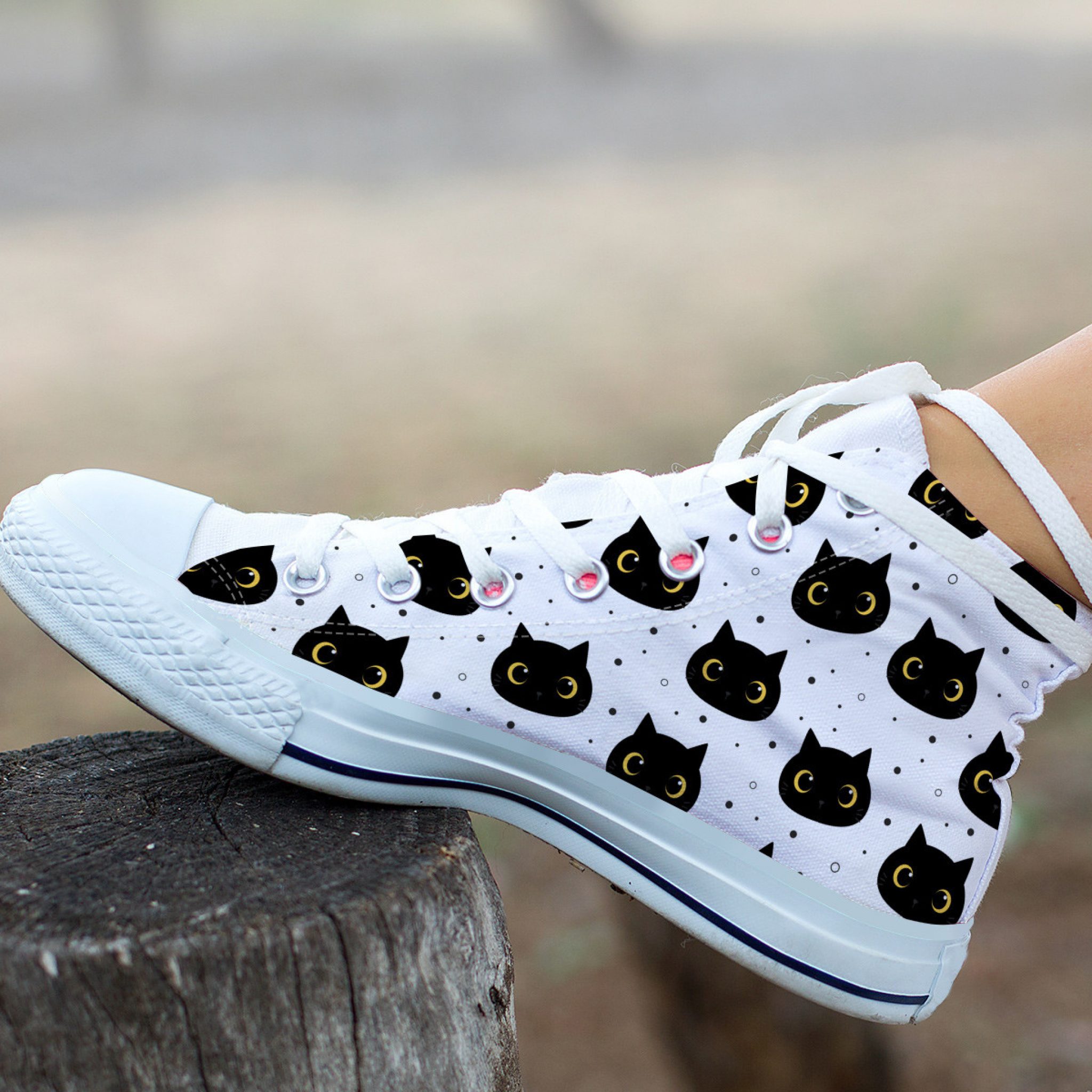 Black Cat Shoes | Custom Canvas Sneakers For Kids & Adults