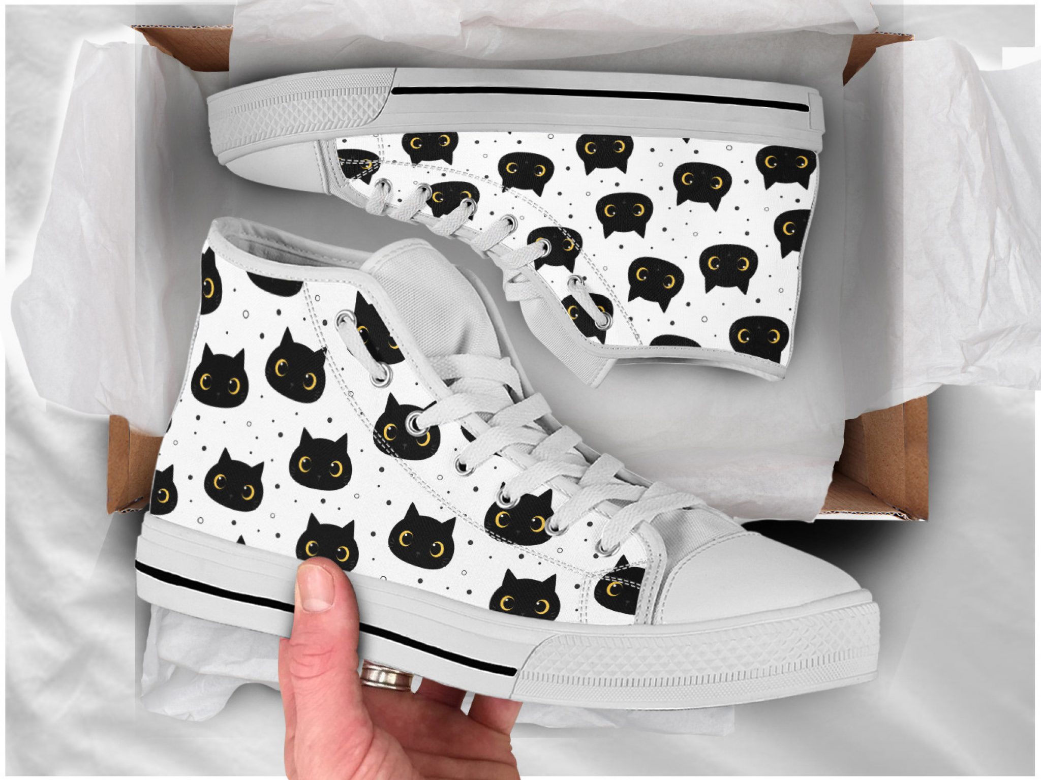 Black Cat Shoes Custom Canvas Sneakers For Kids & Adults