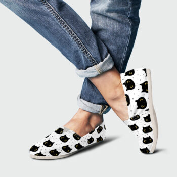 Black Cat Woman Shoes| Custom Canvas Sneakers For Kids & Adults
