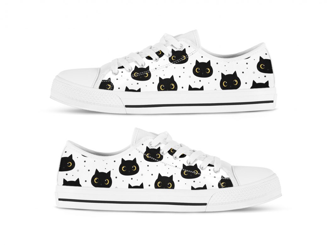 Black Cat Custom Shoes | Custom Low Tops Sneakers For Kids & Adults