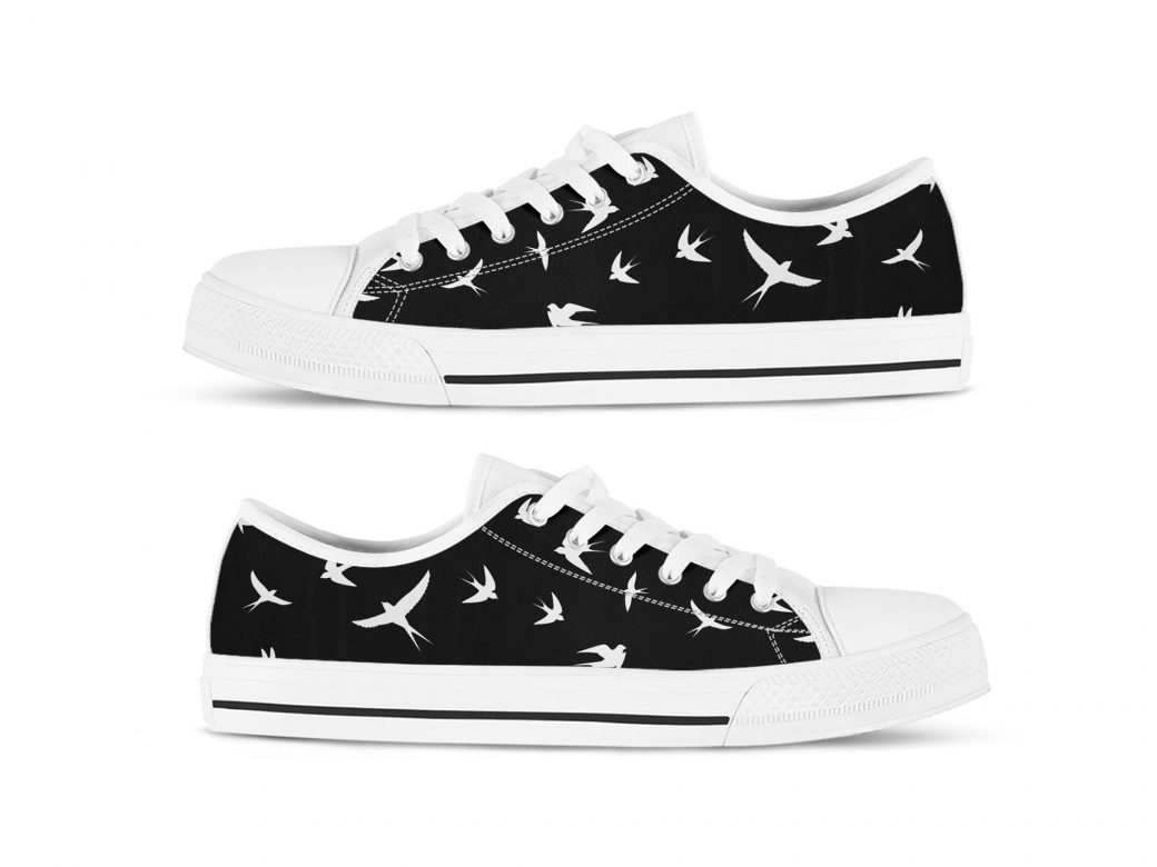 Swallow Bird Printed Shoes | Custom Low Tops Sneakers For Kids & Adults