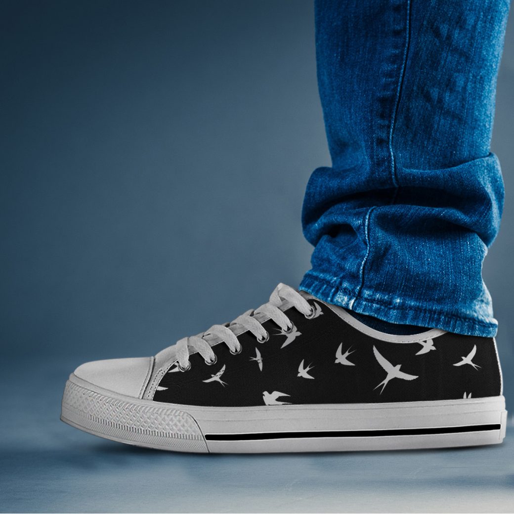 Swallow Bird Printed Shoes | Custom Low Tops Sneakers For Kids & Adults