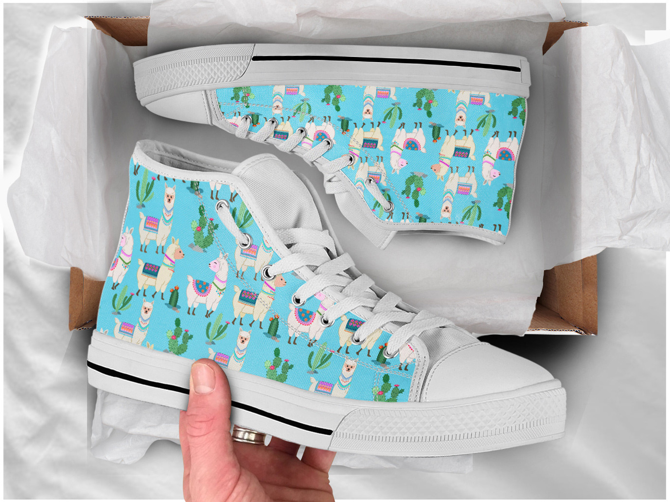 Blue Llama Shoes | Custom High Top Sneakers For Kids & Adults