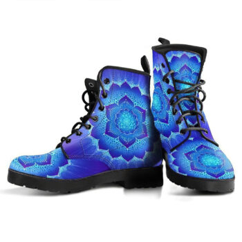 Blue Lotus Mandala Womens Leather Boots
