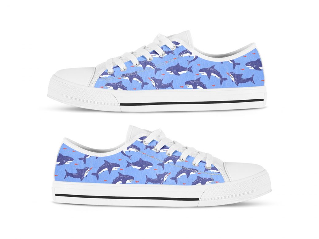Blue Shark Shoes | Custom Low Tops Sneakers For Kids & Adults