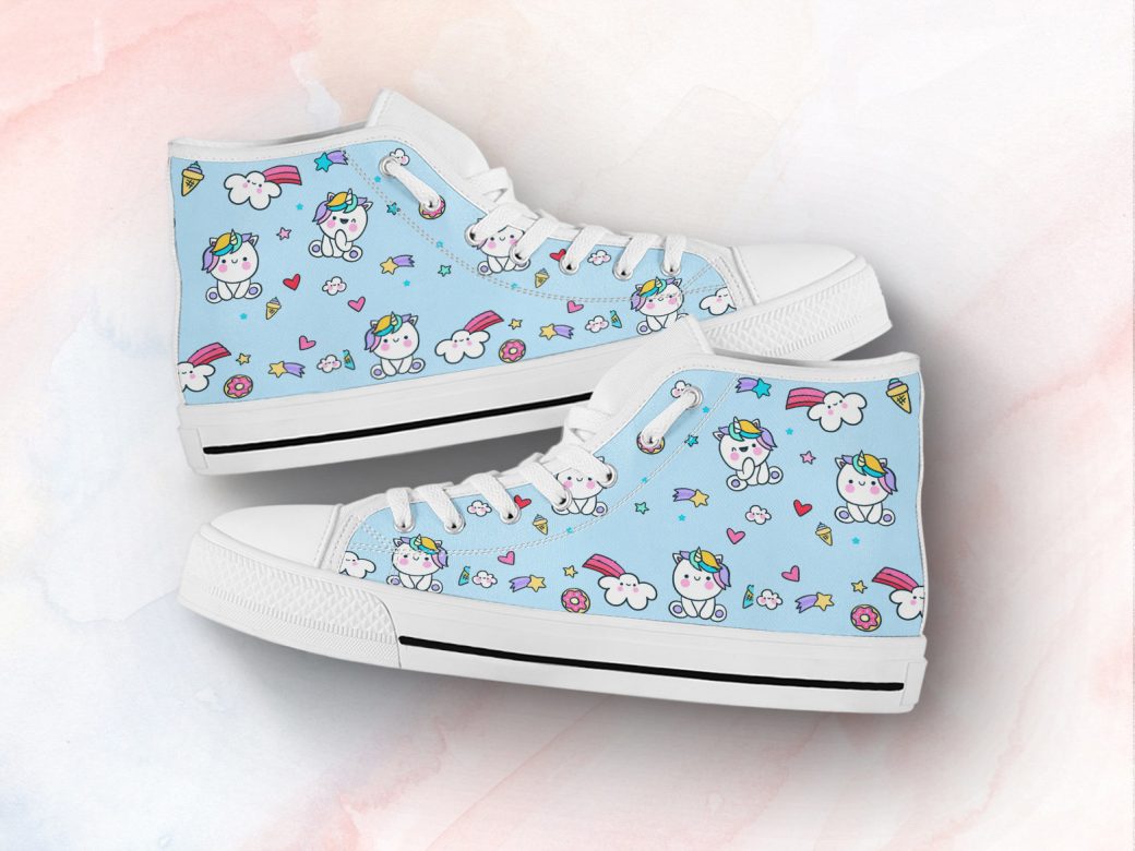 Blue Unicorn Shoes | Custom High Top Sneakers For Kids & Adults
