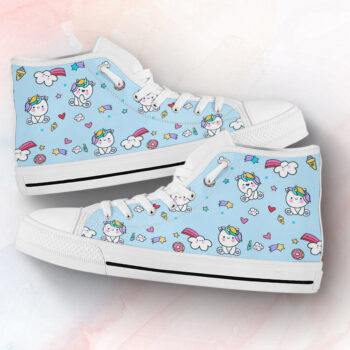 Blue Unicorn Shoes | Custom High Top Sneakers For Kids & Adults