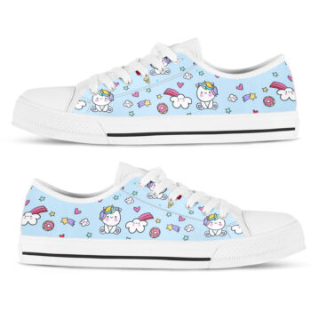 Blue Unicorn Shoes | Custom Low Tops Sneakers For Kids & Adults
