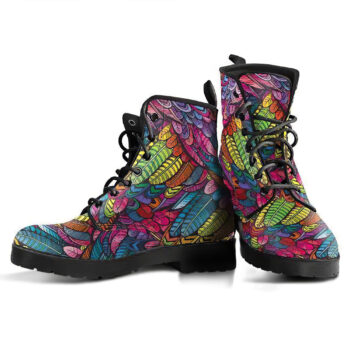 Boho Feather Womens Leather Boots 1