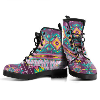 Boho Purple Womens Faux Leather Boots