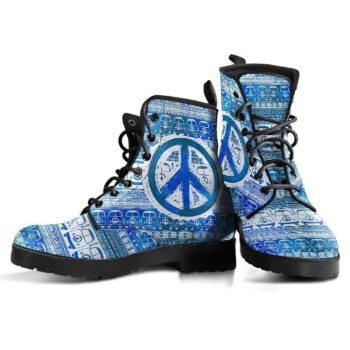 Bus And Hippie Peace Womens Leather Boots