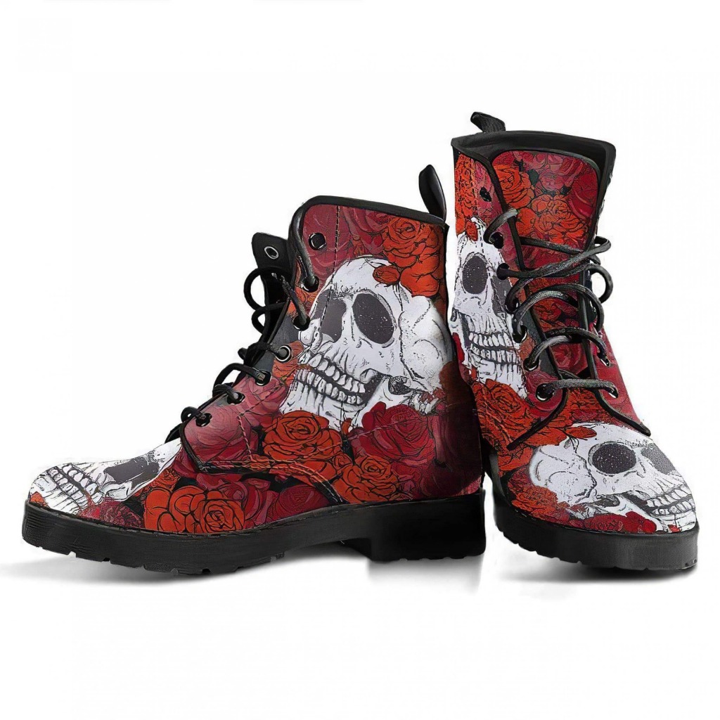 Skull Girls Winter Boots | Vegan Leather Lace Up Printed Boots For Women