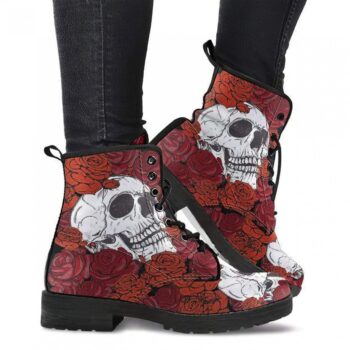 Skull Girls Winter Boots | Vegan Leather Lace Up Printed Boots For Women