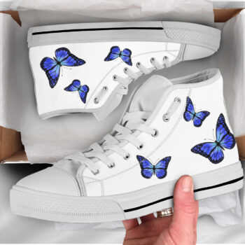 Blue Butterfly Shoes | Custom High Top Sneakers For Kids & Adults