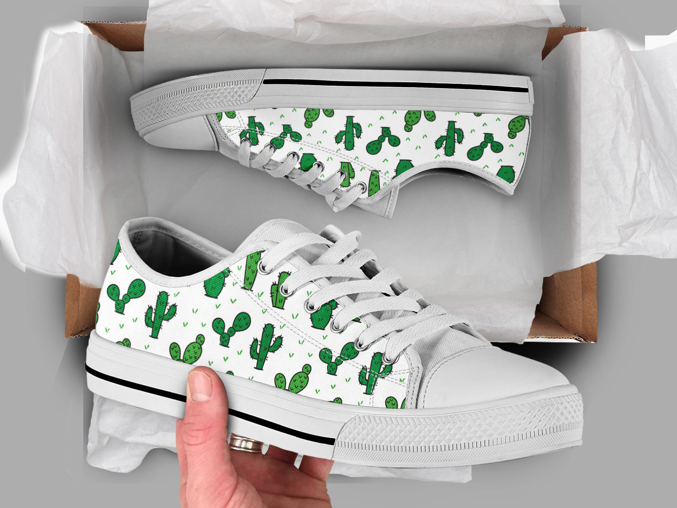 Cactus Green Shoes | Custom Low Tops Sneakers For Kids & Adults