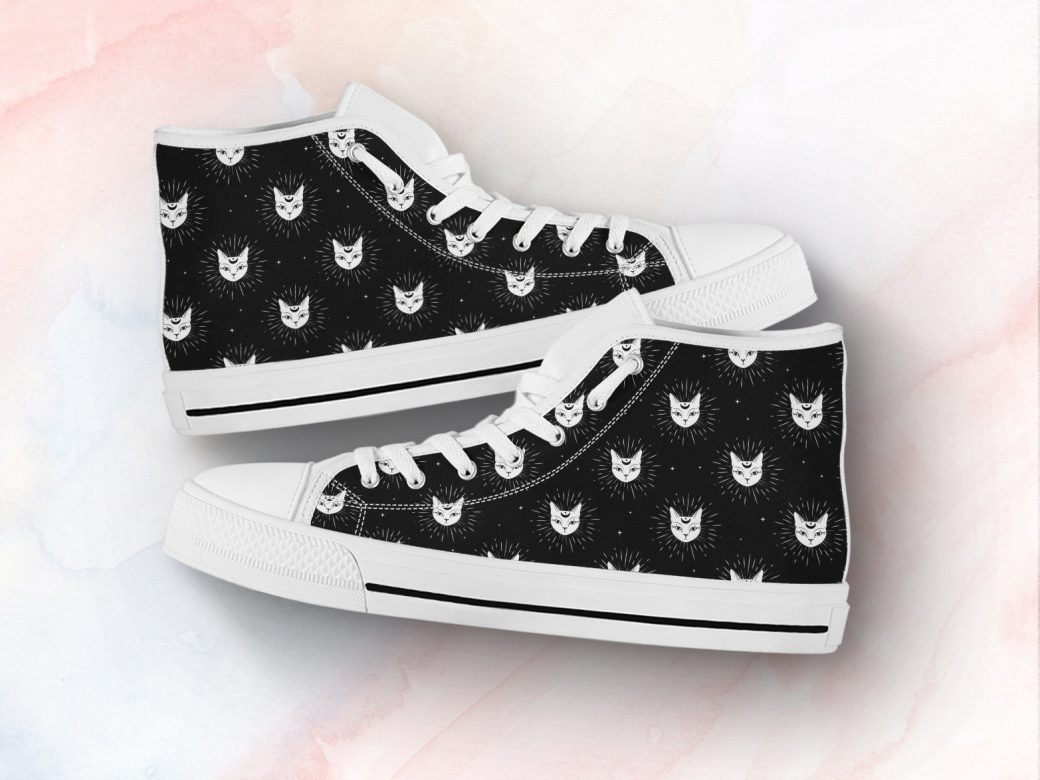 Cat Face Shoes | Custom High Top Sneakers For Kids & Adults