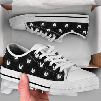 Moon Cat Face Shoes | Custom Low Tops Sneakers For Kids & Adults