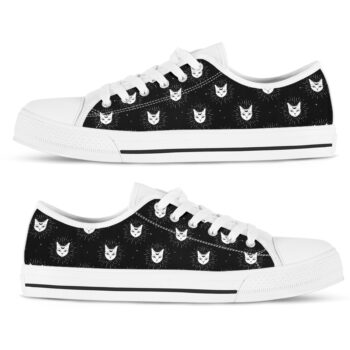 Moon Cat Face Shoes | Custom Low Tops Sneakers For Kids & Adults