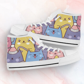 Cute Cat Shoes | Custom High Top Sneakers For Kids & Adults