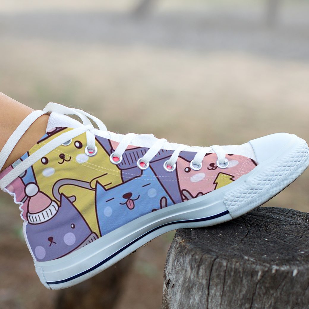 Cute Cat Shoes | Custom High Top Sneakers For Kids & Adults