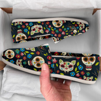 Sugarskull Cat Shoes| Custom Canvas Sneakers For Kids & Adults