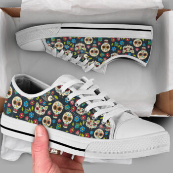 Cat Sugarskull Shoes | Custom Low Tops Sneakers For Kids & Adults