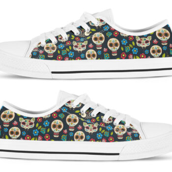 Cat Sugarskull Shoes | Custom Low Tops Sneakers For Kids & Adults