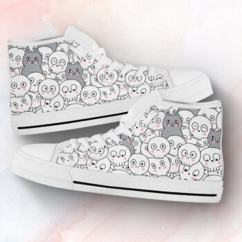 Cats Skeleton Shoes | Custom High Top Sneakers For Kids & Adults