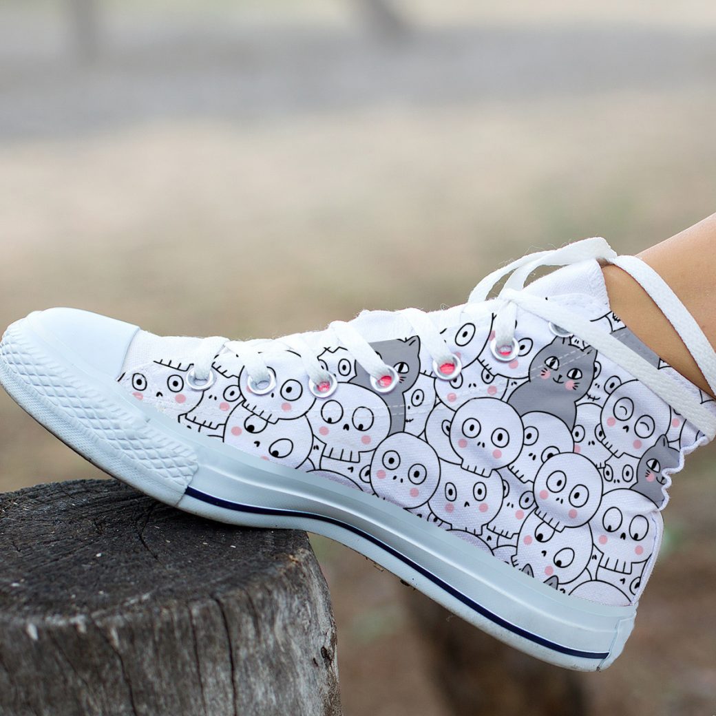 Cats Skeleton Shoes | Custom High Top Sneakers For Kids & Adults