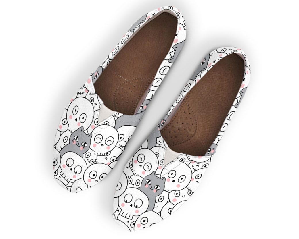 Skeleton Cat Shoes| Custom Canvas Sneakers For Kids & Adults