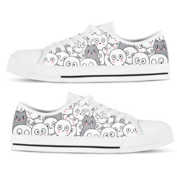 Kawaii Cat Shoes | Custom Low Tops Sneakers For Kids & Adults