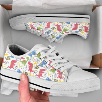Colorful Dinosaur Shoes | Custom Low Tops Sneakers For Kids & Adults