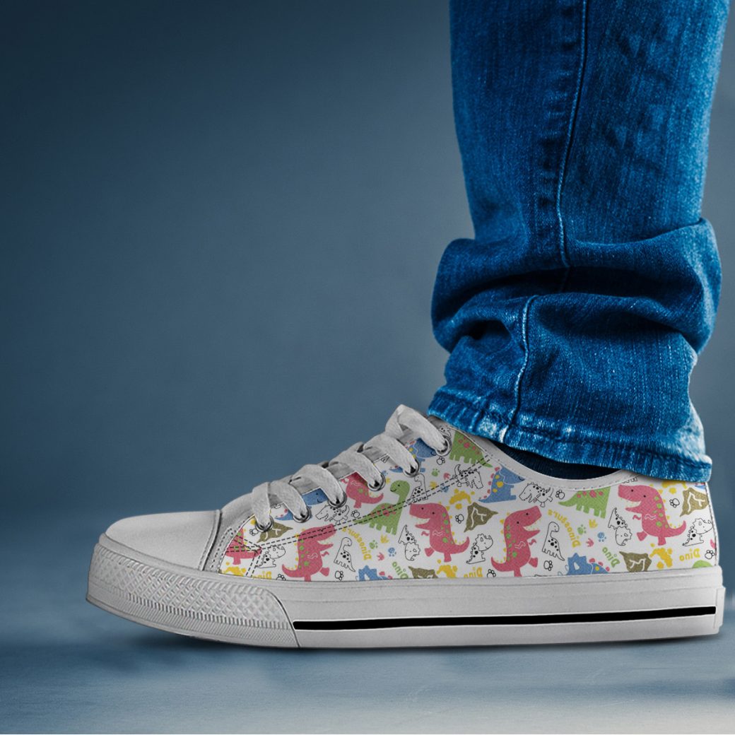 Colorful Dinosaur Shoes | Custom Low Tops Sneakers For Kids & Adults