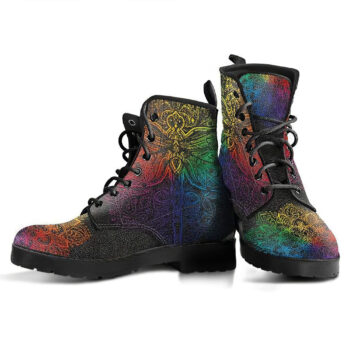 Colorful Dragonfly Mandala Handcrafted Boots