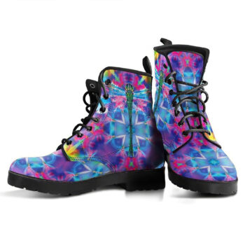 Colorful Dragonfly Womens Leather Boots