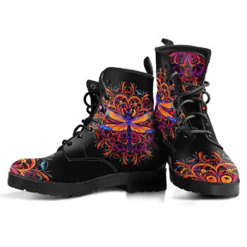 Colorful Mandala Dragonfly Handcrafted Boots 2