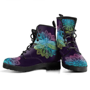 Colorful Mandala Dragonfly Handcrafted Boots