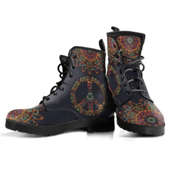 Colorful Peace And Mandala Handcrafted Boots