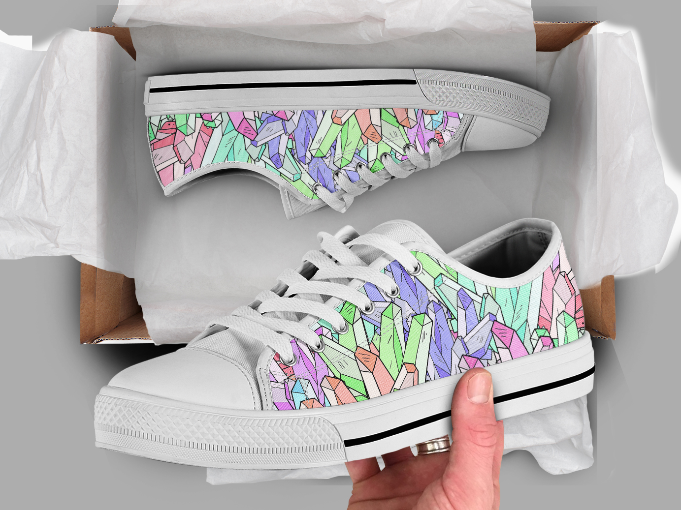 Harajuku Crystals Shoes | Custom Low Top Sneakers For Kids & Adults