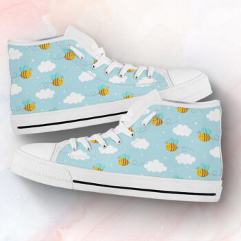 Cute Bee Pattern Shoes | Custom High Top Sneakers For Kids & Adults