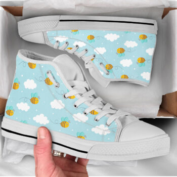 Cute Bee Pattern Shoes | Custom High Top Sneakers For Kids & Adults