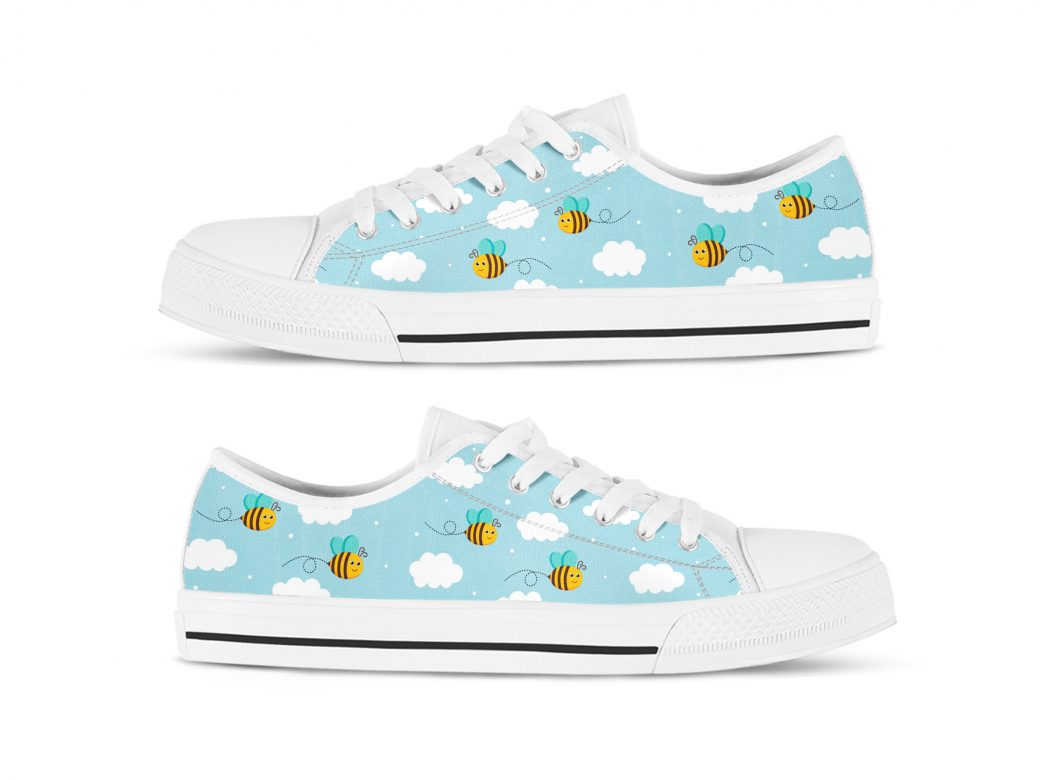 Cute Bee Shoes | Custom Low Tops Sneakers For Kids & Adults