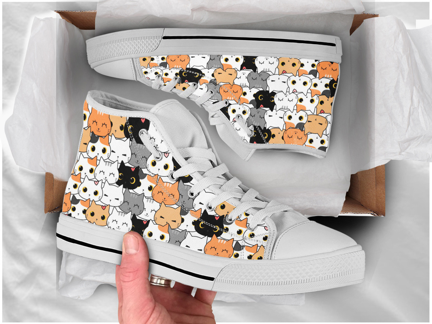 Cute Cats Shoes | Custom High Top Sneakers For Kids & Adults