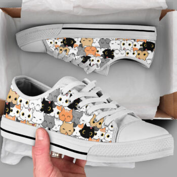 Cute Cats Printed Shoes | Custom Low Tops Sneakers For Kids & Adults
