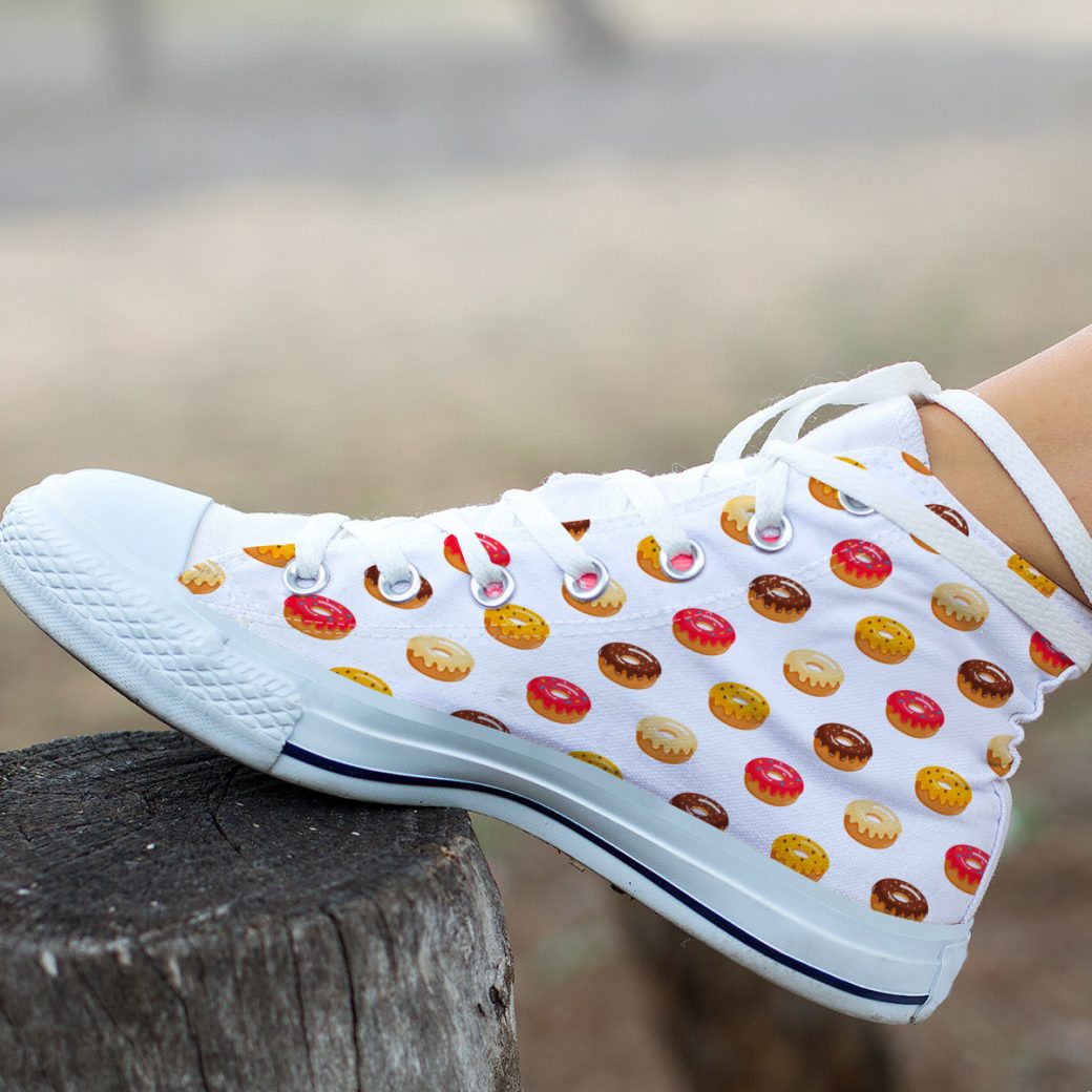 Cute Donuts Shoes | Custom High Top Sneakers For Kids & Adults
