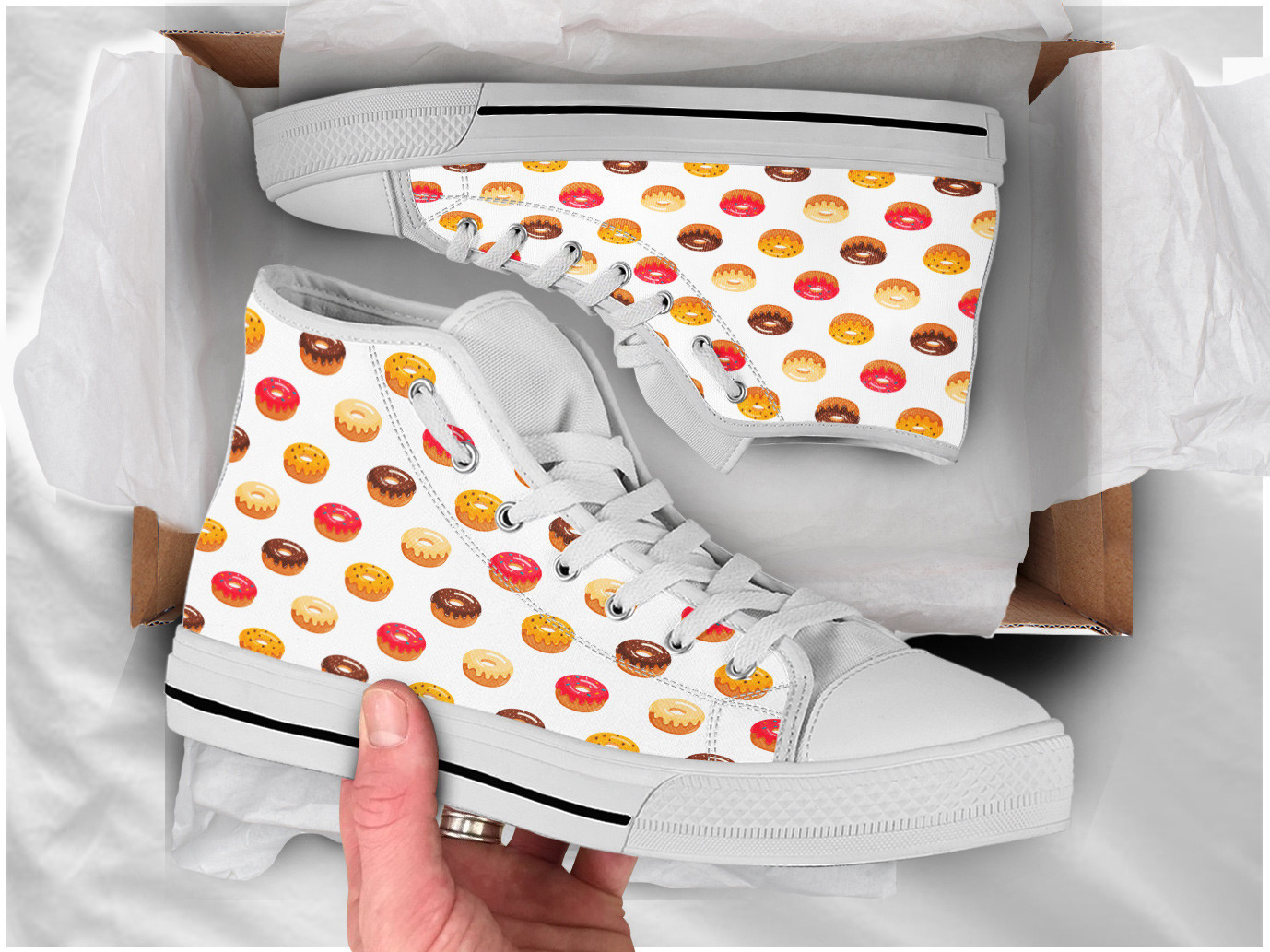Cute Donuts Shoes | Custom High Top Sneakers For Kids & Adults