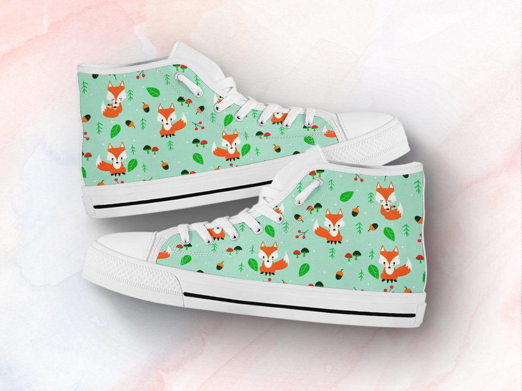 Cute Fox Shoes | Custom High Top Sneakers For Kids & Adults
