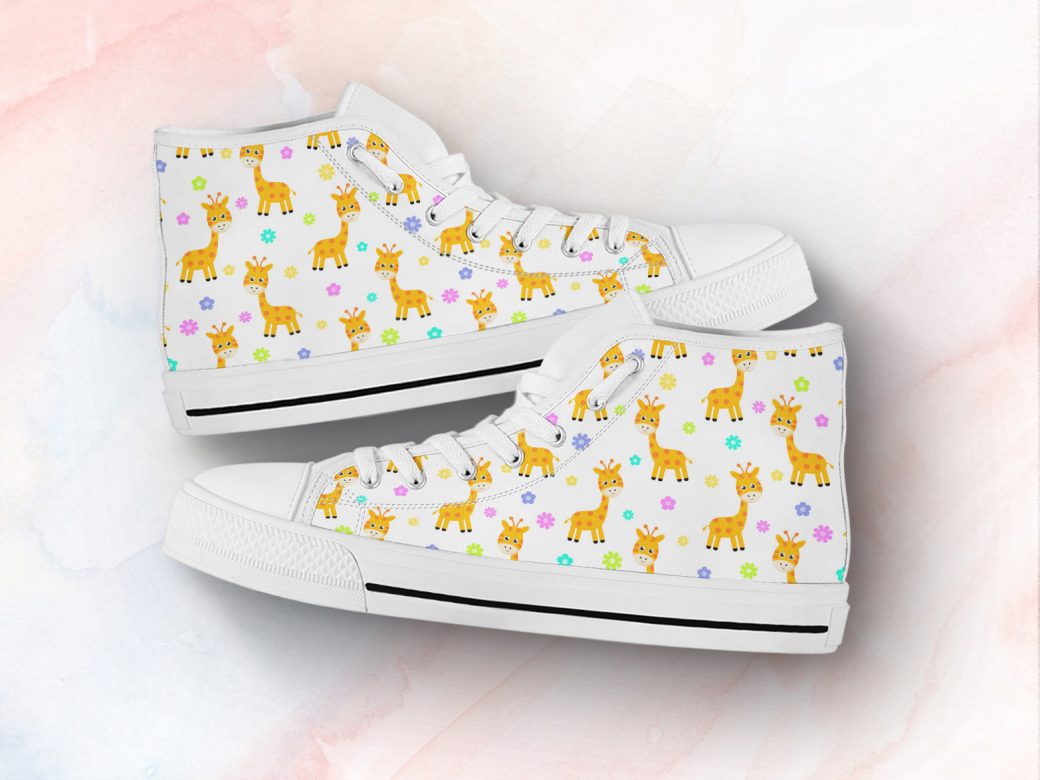 Cute Giraffe Shoes | Custom High Top Sneakers For Kids & Adults