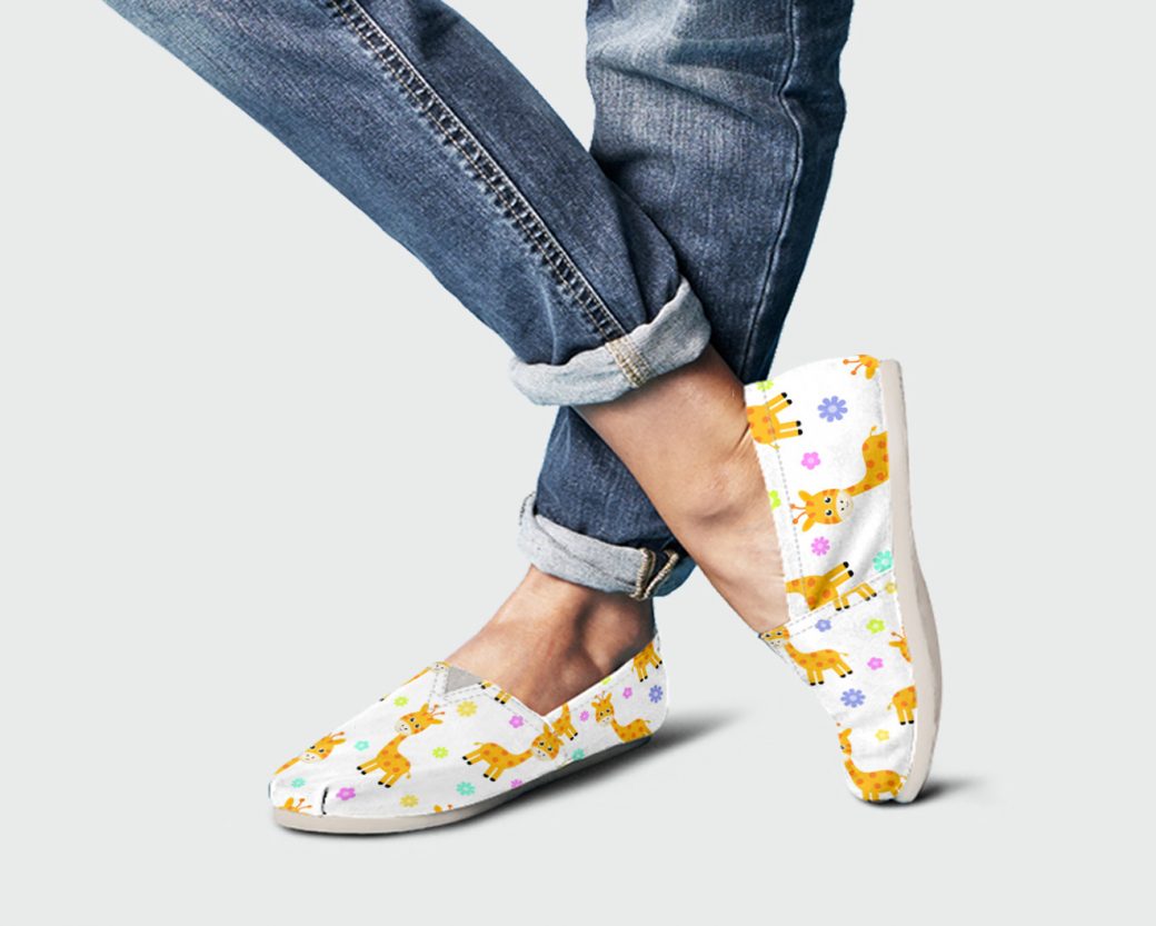 Yellow Giraffe Shoes | Custom Canvas Sneakers For Kids & Adults